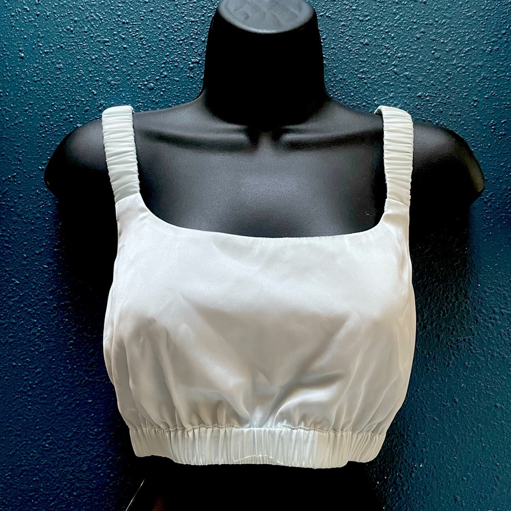 Small light blue satin Lovers & Friends top.